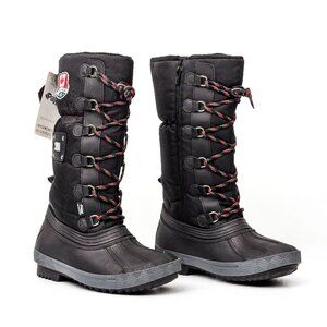 Pajar Women Jess Black Nylon Zip lace-up Waterproof Winter Snow Boots sz 9